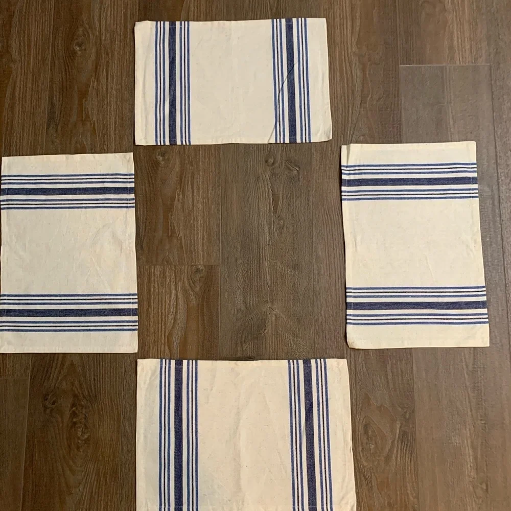 Set of Blue and White Striped Placemats